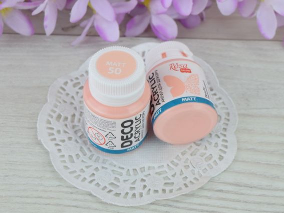 Акрилова фарба для декору матова, колір №50, Персиковий, 20 мл, ROSA Start 20050