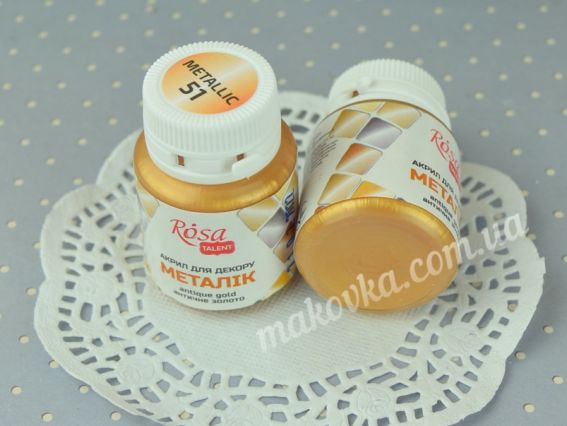 Акрил для декору металік колір 51 Античне золото 20 мл, ROSA Studio 22001
