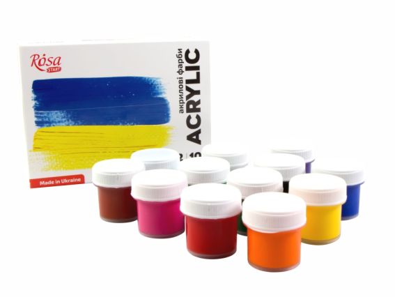 Набір акрилових фарб Ukraine 12 кольорів по 10мл, ROSA START 322111009