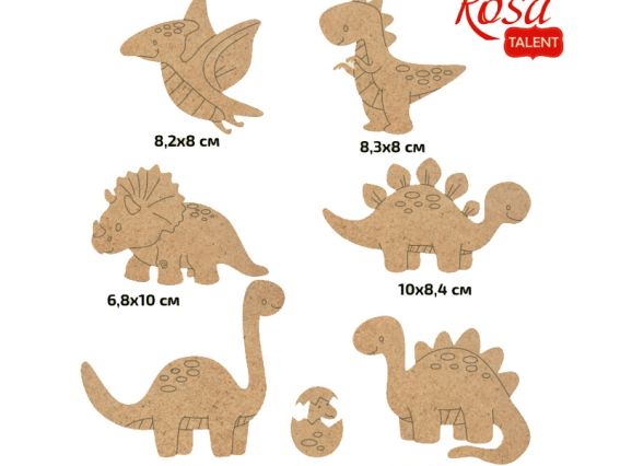 Набір заготовок Динозаври, 7 шт, з магнітною стрічкою ROSA Talent 289030 Набір заготовок Динозаври, 7 шт, з магнітною стрічкою ROSA Talent 289030