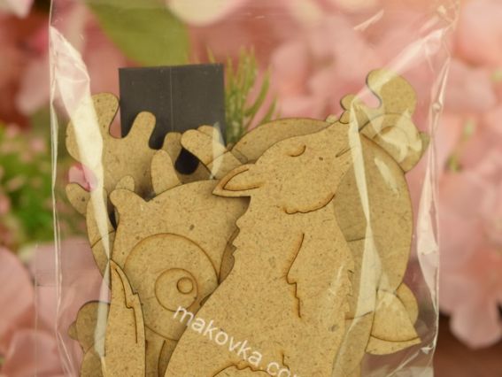 Набір заготовок для декорування Лісові звірі 2, ДВП,  5 шт, ROSA TALENT  289034