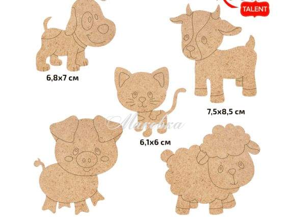 Набір заготовок Свійські звірі 1, 5 шт, з магнітною стрічкою ROSA Talent 289037