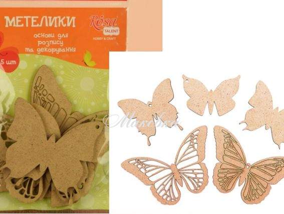 Заготовки фигури плоские Бабочки, 5шт, ROSA Talent 4801191 Заготовки фигури плоские Бабочки, 5шт, ROSA Talent 4801191