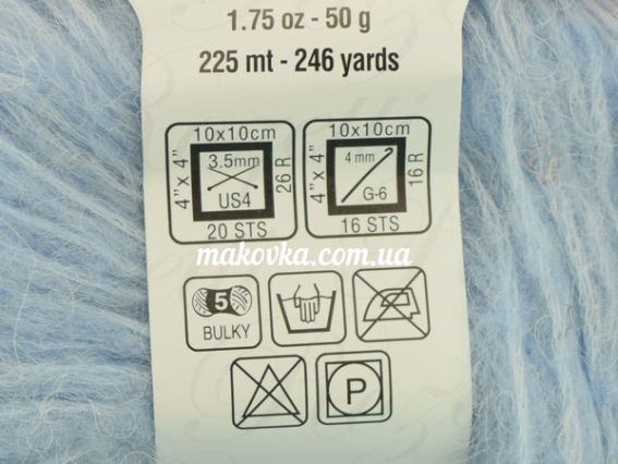 Фрагмент этикетки ниток Alaska Rozetti