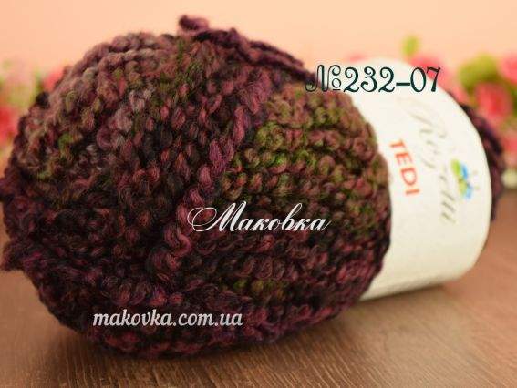 TEDI Rozetti пряжа букле меланж 23207 пурпурно-зеленый