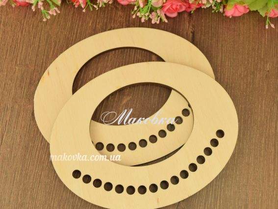 Ручки для сумки 2505 Овальные с отверстиями, фанера 6 мм, 18х13,5 см, без покрытия, 1 пара