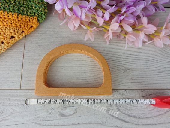 Комплект ручок для сумок, Півкільце, 12*8,5 см колір Солом'яний., фанера 1см.