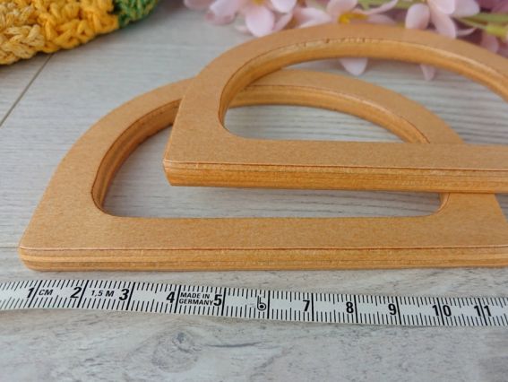 Комплект ручок для сумок, Півкільце, 12*8,5 см колір Солом'яний., фанера 1см.