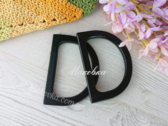 Ручки для сумки Полукруглые 12*8,5 см Черные, лакированные, 1 пара