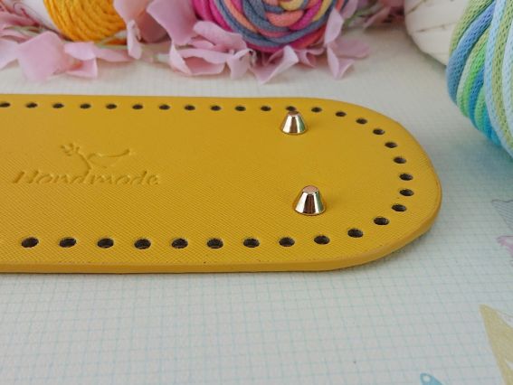 Донышко прямоугольное для сумки , размер 22*10 см, Желто-горчичное, экокожа 