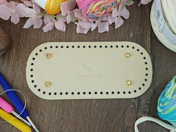 Денце прямокутне для сумки , розмір 22*10 см Кремове, екошкіра 