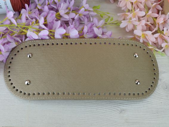 Денце для сумки овальне 31,5*12 см, Кава з молоком металік з ніжками Денце для сумки овальне 31,5*12 см, Кава з молоком металік з ніжками