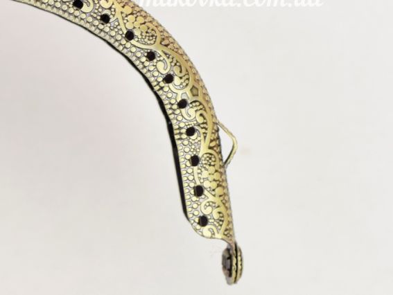 Фермуар  М-14 , замок-рамка металлическая 12,5см, бронза с узором, большие жемчужены на замке