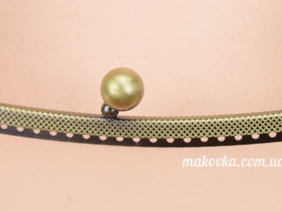 Фермуар , ручки для сумки М-15 замок-рамка металлическая 27см, бронза с узором, ручки из кожзама