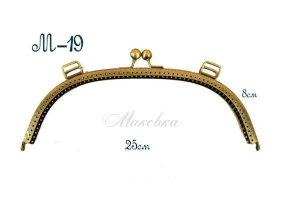 Замок-рамка металева (фермуар) М-19 арка 25х8 см, бронза з візерунком