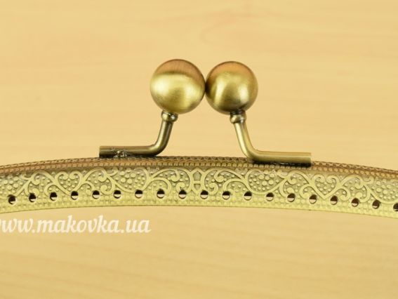 Фермуар  М-19 , замок-рамка металлическая 25х6,5 см, цвет бронзовый, с узором