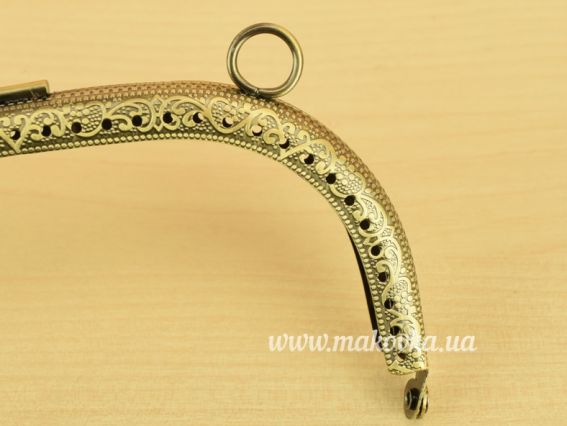 Фермуар М-20, замок-рамка ВОЛНА металлическая 19х7,5 см, цвет бронзовый, с узором