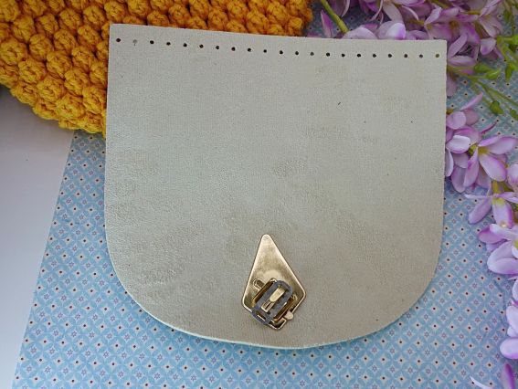 Клапан из экокожи, полукруглый с замочком, для сумки, рюкзака, цвет Кофе с молоком , Б61012266