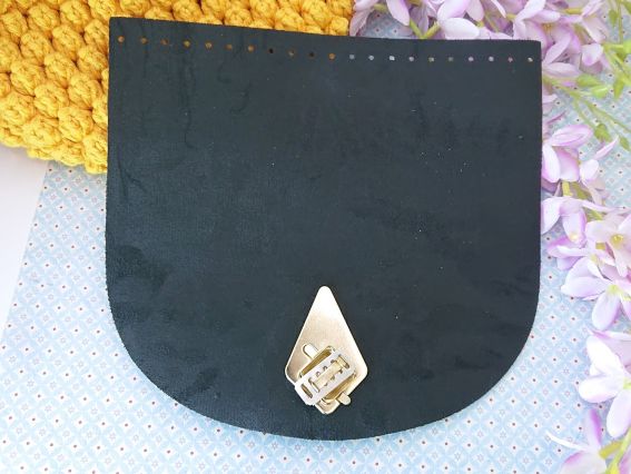 Клапан из экокожи, полукруглый с замочком, для сумки, рюкзака, цвет Чорный, Б61012266