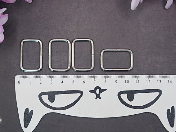 Металеві прямокутні кріплення для ручок сумки, 2*3см, колір платина, 4 шт.