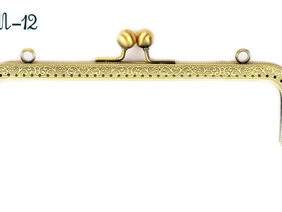 Фермуар  М-12 , замок-рамка прямоугольная металлическая 21х6,5 см, бронза с узором