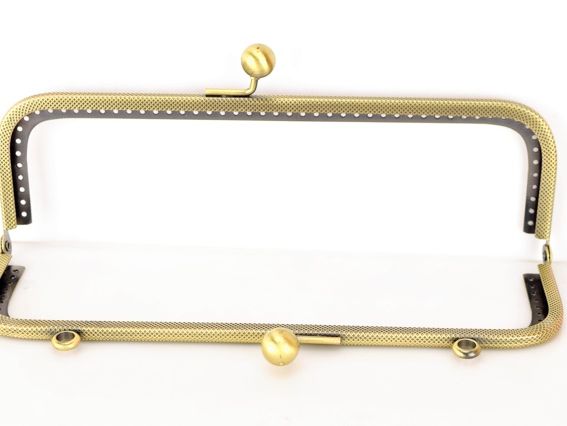 Фермуар  М-12 , замок-рамка прямоугольная металлическая 21х6,5 см, бронза с узором