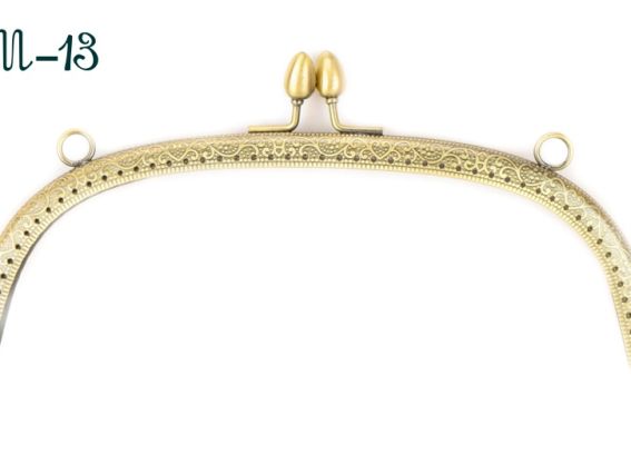 Фермуар  М-13 , замок-рамка металлическая 21х6,5 см, бронза с узором