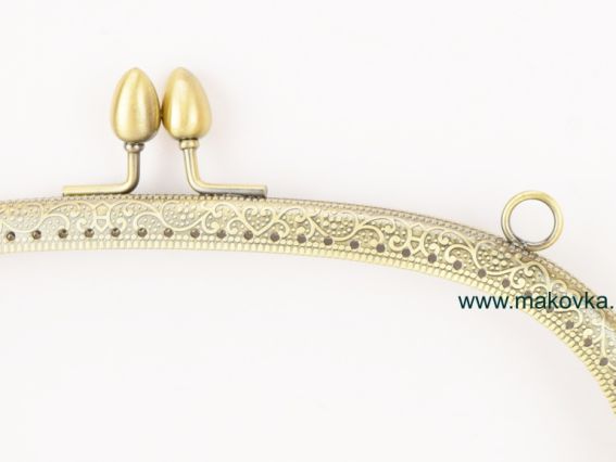 Фермуар  М-13 , замок-рамка металлическая 21х6,5 см, бронза с узором