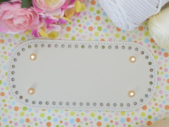 Денце для сумки прямокутне 22*10см, з ніжками, Кремове №2 Денце для сумки прямокутне 22*10см, з ніжками, Кремове №2