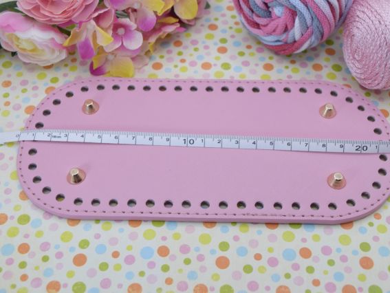 Денце прямокутне для сумки , розмір 22*10 см колір Рожевий, екошкіра 