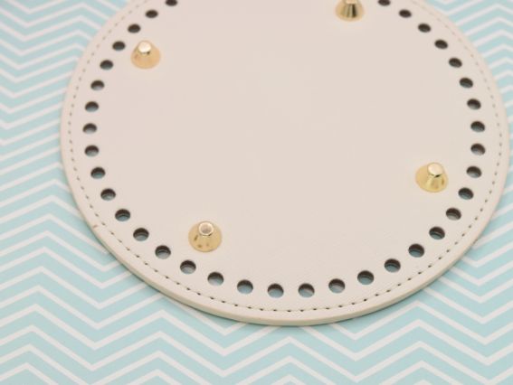 Денце для рюкзака, сумки, кошика кругле, діаметр 15 см колір Світлий Беж, екошкіра