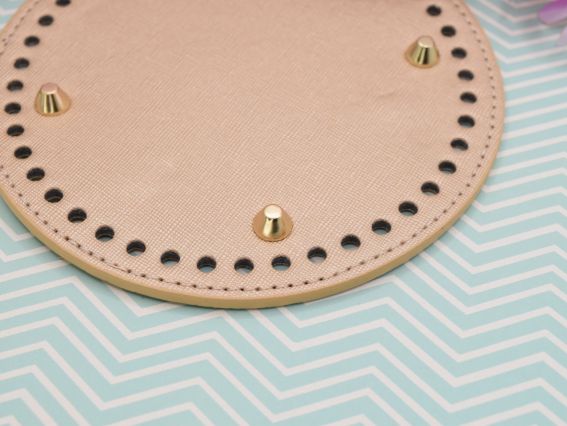 Денце для рюкзака, сумки, кошика кругле, діаметр 15 см колір Вінтажне золото, екошкіра 