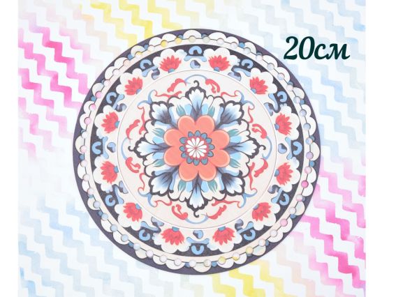 Денце кругле з малюнком Квітка з орнаментом ДМ-001, діаметр 20см Денце кругле з малюнком Квітка з орнаментом ДМ-001, діаметр 20см