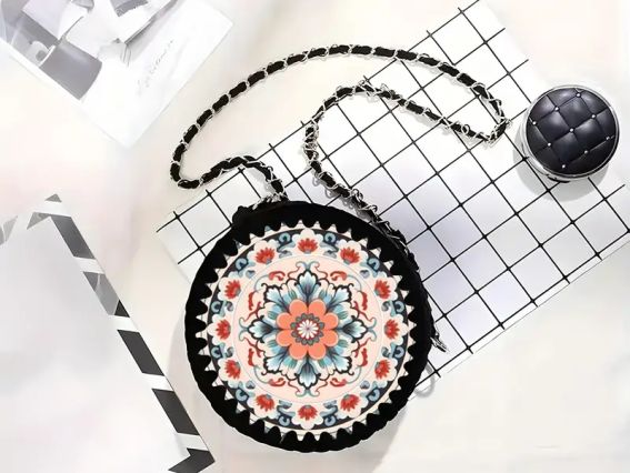 Денце, кришка для кошика з фанери, коло діаметр 20см з малюнком Квітка з орнаментом ДМ-001