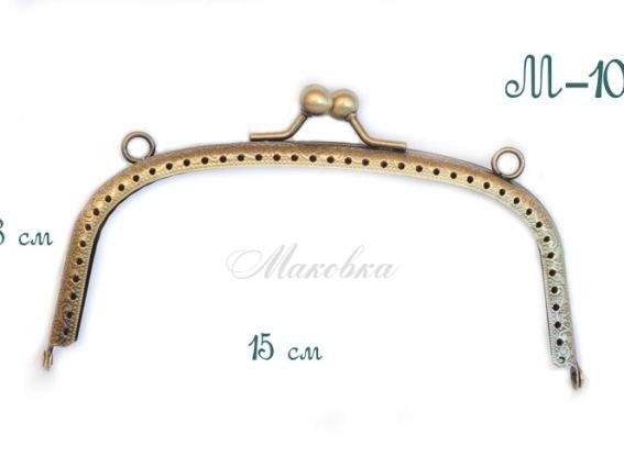 Замок-рамка металлическая (фермуар) М-10 античная бронза, 15х8 см Замок-рамка металлическая (фермуар) М-10 античная бронза, 15х8 см