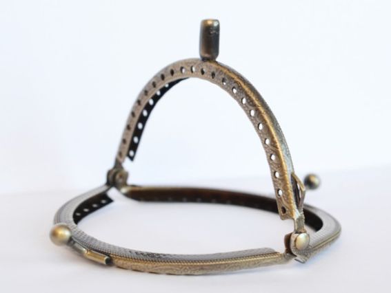 М-7 Замок-рамка металлическая М-7 фермуар с двумя отделениями, цвет античная бронза