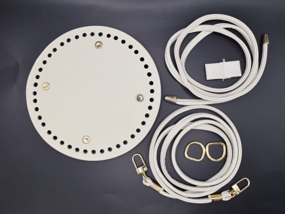 Набір для сумки Світло-Бежевий з круглим денцем, ручкою та затяжкою,  Набір для сумки Світло-Бежевий з круглим денцем, ручкою та затяжкою, 