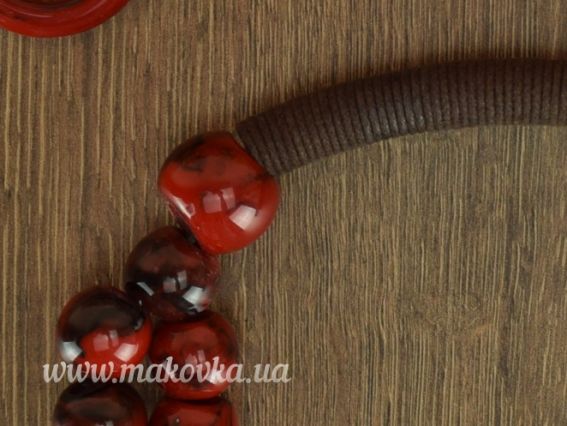 Ручки для сумки гибкие Маковка с бусинами, бордо, 1 пара