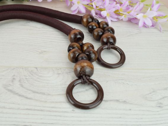 Ручки для сумки гнучкі Маковка з намистинами, Коричневий колір, 1 пара