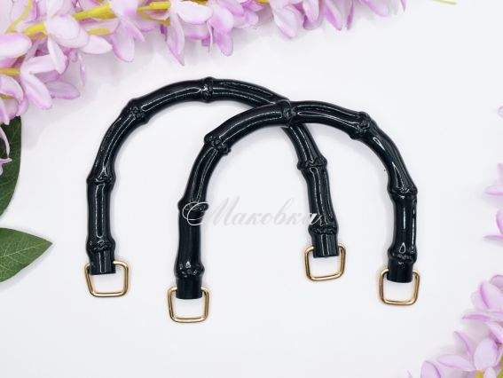 Ручки для сумки акриловые Бамбук, дуга, Черные 1 пара