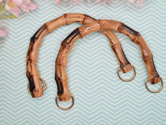 Ручки для сумки акрилові Бамбук, дуга , Бежево-коричневі 1 пара Ручки для сумки акрилові Бамбук, дуга , Бежево-коричневі 1 пара