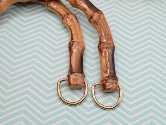 Ручки для сумки тверді Маковка Бамбук, форма дуги, колір  Бежево-коричневий, 1 пара