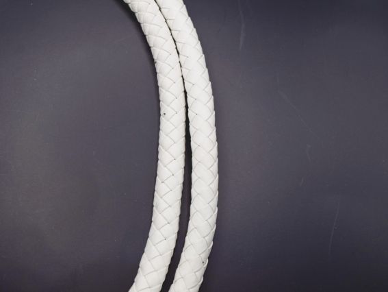 Ручки для сумки плетені, екошкіра колір Білий, довжина 60см з золотими карабінами