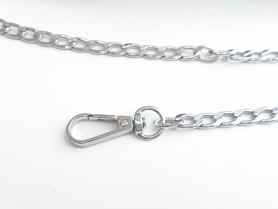 Ручка для сумки Еко шкіра з ланцюжками, Чорна з платиновими ланцюжками та з карабінами, 1 шт