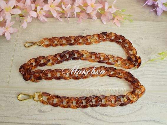 Ручка-ланцюг, напівпрозорий акрил, 97 см, Коричневий меланж, 1 шт Ручка-ланцюг, напівпрозорий акрил, 97 см, Коричневий меланж, 1 шт