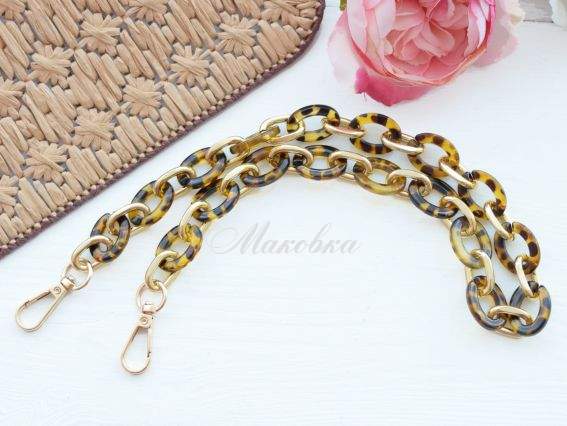 Ручка-цепь 61 см Янтарь меланж и золото, 1 шт