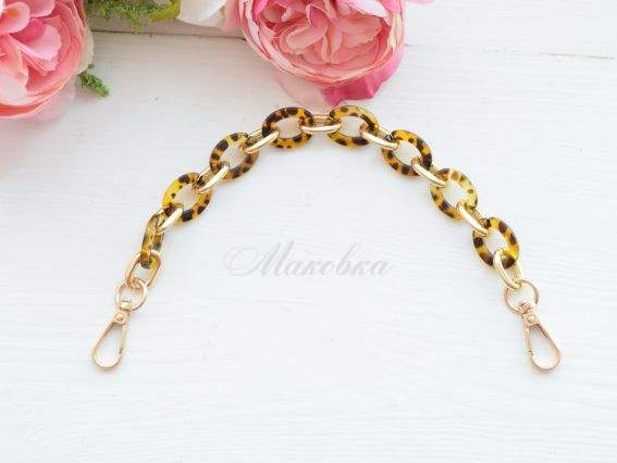 Ручка-цепь 30 см Янтарь меланж и золото, 1 шт