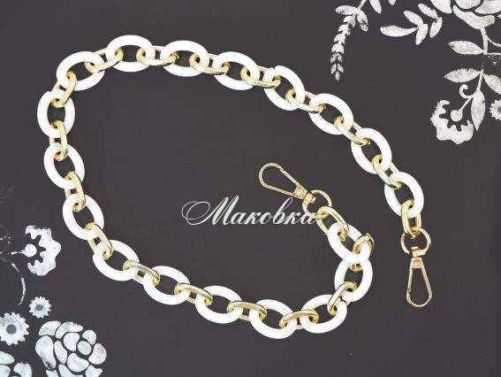 Ручка-цепь 60 см Белый и золото, 1 шт