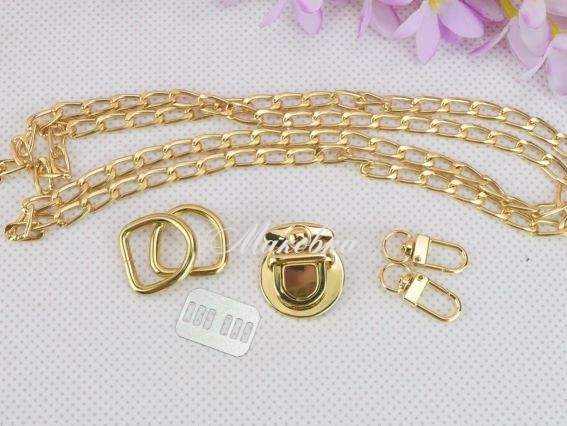 Набір фурнітури для сумки Золото, металевий (ручка та застібка) Набір фурнітури для сумки Золото, металевий (ручка та застібка)