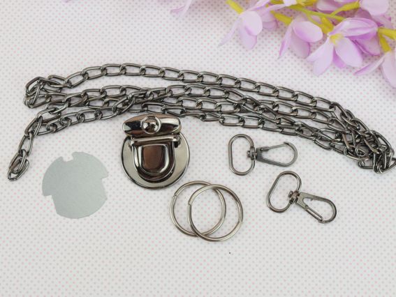 Набір фурнітури для сумки Чорний, металевий (ручка та застібка) Набір фурнітури для сумки Чорний, металевий (ручка та застібка)